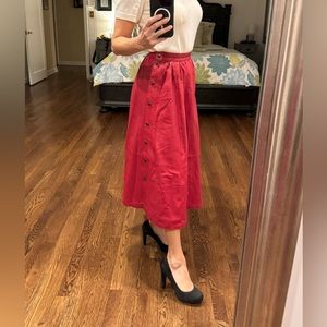 Vintage, genuine, red leather skirt.